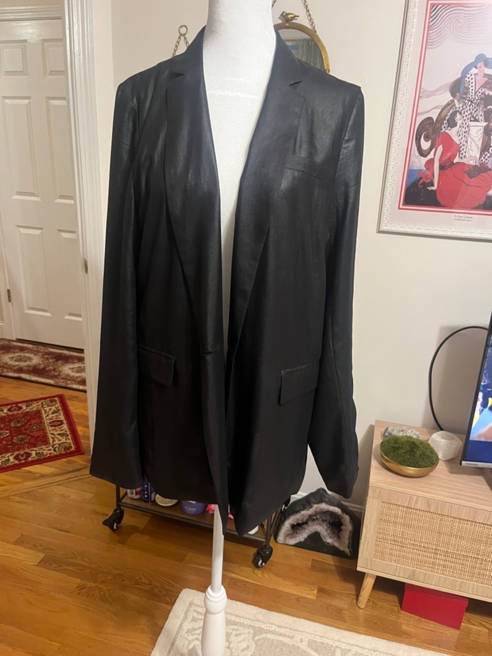 Armani Exchange Black Satin-Look Women's Blazer